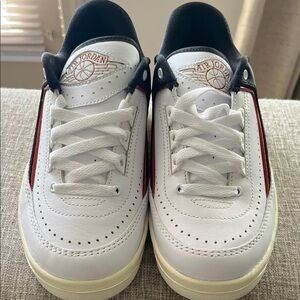 Jordan White and Red Low-Top Sneakers